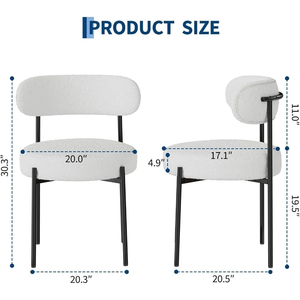 Dining Chairs Set of 2 – Curved Backrest & Metal Legs