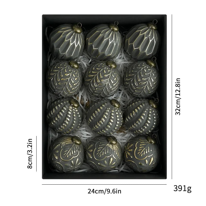 Antique 3D Christmas Bauble Set