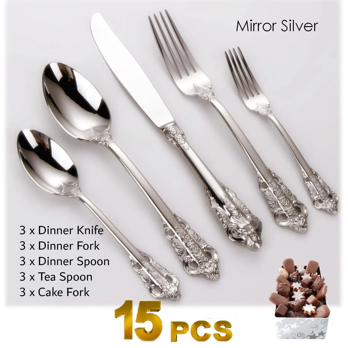 Baroque Gold Plated Stainless Steel Cutlery Set