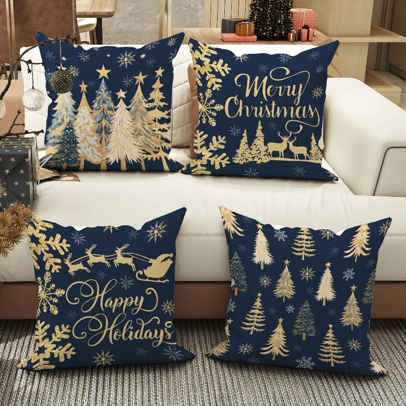 Embroidered Christmas Cushion Cover