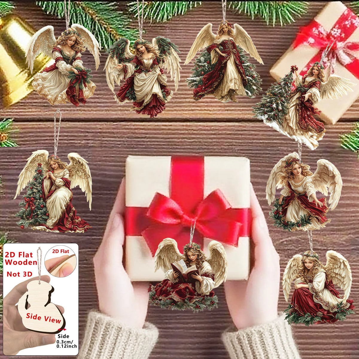 Wooden Angel Christmas Ornaments