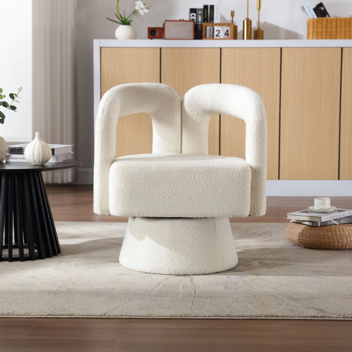 360° Swivel Armchair – Soft Upholstery & Armrests