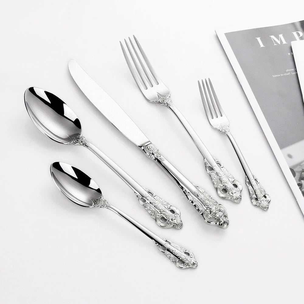 Baroque Gold Plated Stainless Steel Cutlery Set