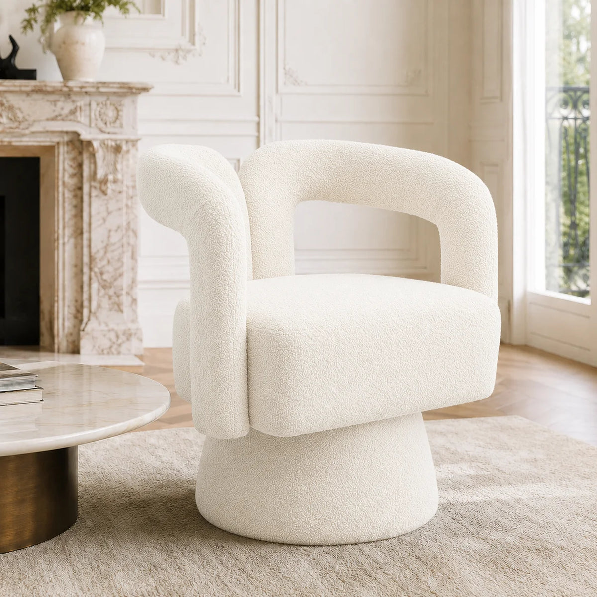 360° Swivel Armchair – Soft Upholstery & Armrests