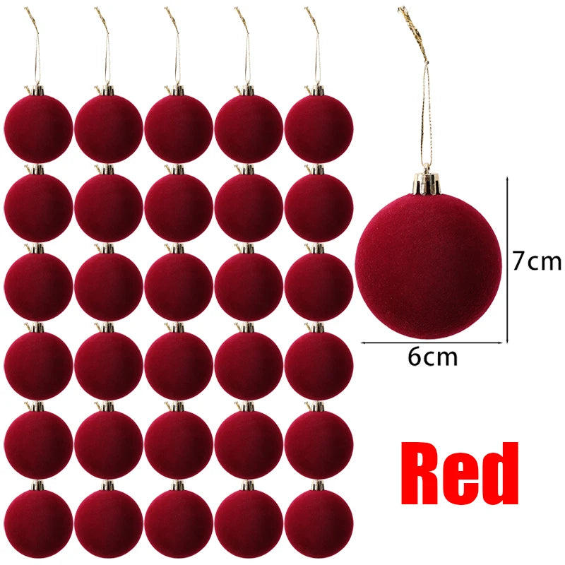Large Flocked Wine Red Christmas Baubles