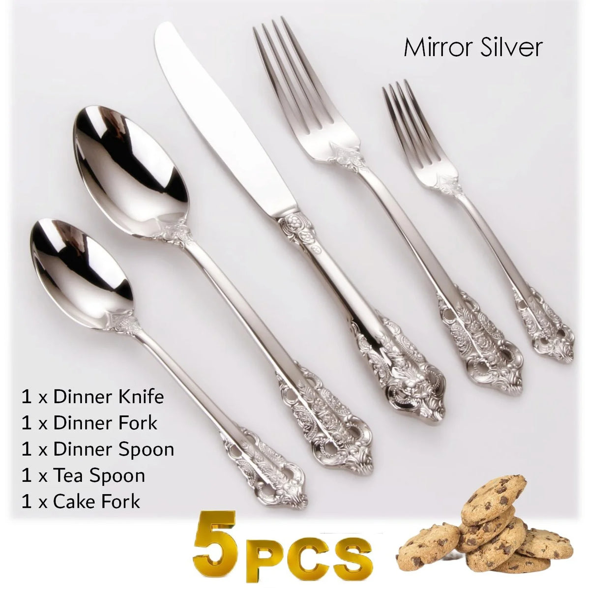 Baroque Gold Plated Stainless Steel Cutlery Set