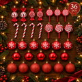 Classic Christmas Baubles Red D 36 piece set arranged on a table