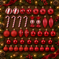 Classic Christmas Baubles Red E 40 piece set arranged on a table